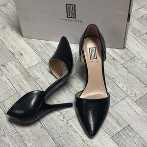 SS Signature | Arlene Black Snake Side Cut Out Heels | 8.5